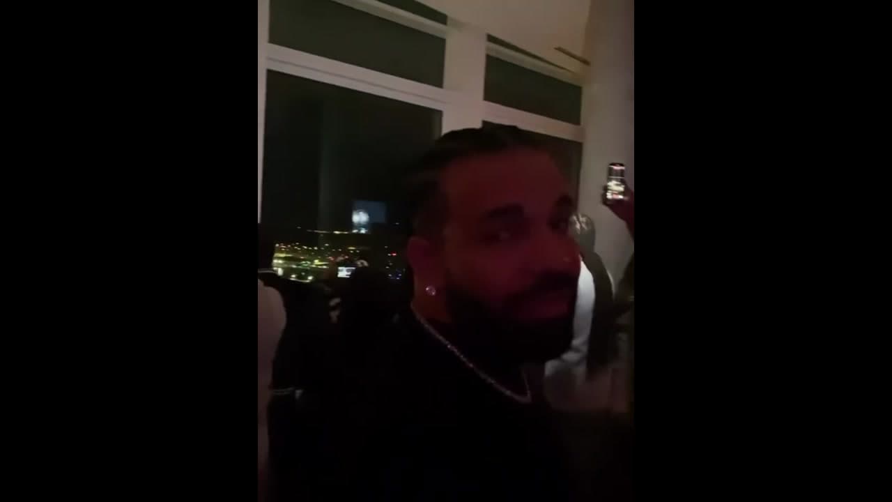 #Drake At His #Iceman Watch Party Watching The Bot Farm Explosion